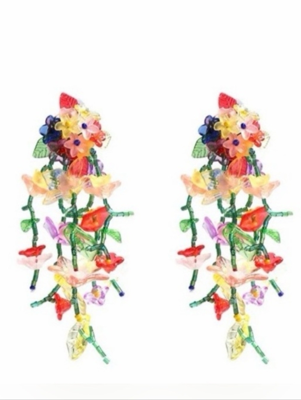 💛▪️Natasha Couture ▪️Colorful Floral Drop Beaded  Floral Earrings